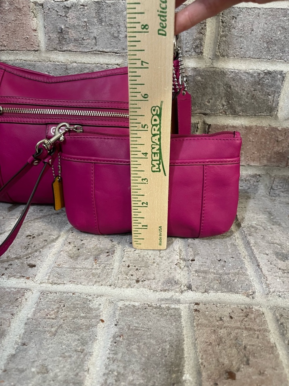 Coach Magenta Shoulder Bag with Removable Strap and Wristlet - Picture 10 of 14